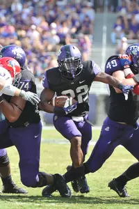 TCU tailback Aaron Green had a team-best 14 carries in Saturday's 27-17 win over Kansas.
