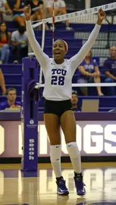 Preseason All-Big 12 Team selection Yvonne Igodan recorded 18 kills and only two errors for a .457 hitting percentage.