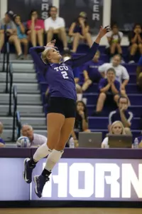 Freshman Ashley Smith leads all players with 112 kills on the season and 2.95 kills per set.