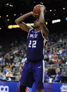 Jarvis Ray (22) shoots the ball during the second half.