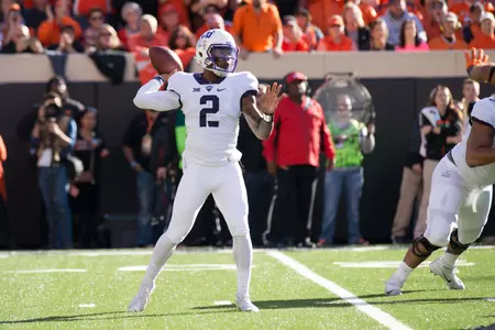 Trevone Boykin looks to pass against the Oklahoma State Cowboys.