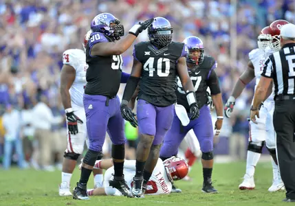Defensive end James McFarland had a team-high seven sacks for TCU last season.