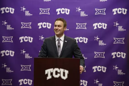 Jeremiah Donati is introduced as TCU Athletic Director in Fort Worth, Texas on December 11, 2017