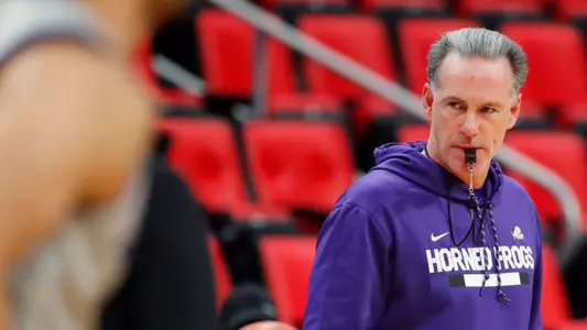 Mar 15, 2018; Detroit, MI, USA; TCU Horned Frogs head coach Jamie Dixon during the practice day before the first round of the 2018 NCAA Tournament at Little Caesars Arena. Mandatory Credit: Rick Osentoski-USA TODAY Sport