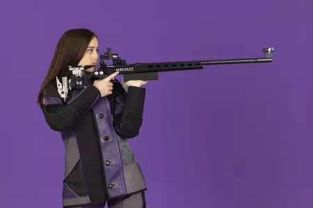 TCU Rifle Stephanie Allan photographed in Fort Worth, Texas on August 27, 2021. (Photo by/Sharon Ellman)