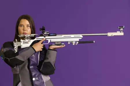 TCU Rifle Abigail Gordon photographed in Fort Worth, Texas on August 27, 2021. (Photo by/Sharon Ellman)