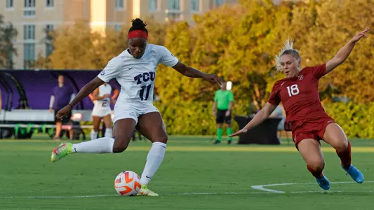 TCU vs Harvard soccer at the Garvey-Rosenthal Soccer Complex in Fort Worth, Texas on September 17, 2022 (Photo by/Gregg  Ellman)