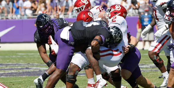 TCU vs Oklahoma University at Amon Carter Stadium in Fort Worth, Texas on October 1, 2022.  Photo by Gregg Ellman