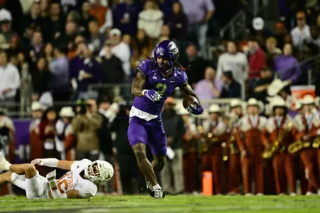 TCU vs Texas Foottball at Amon G Carter Stadium on the TCU campus in Fort Worth, Texas on November 11, 2023. (Photo by Michael Clements/Ellman Photography)