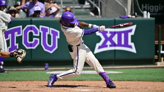 TCU vs Kansas baseball game 3 at Lupton Stadium on the TCU campus in Fort Worth, Texas on March 26, 2023. (Photo by Michael Clements/Ellman Photography)
