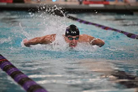 TCU vs Texas A&M men’s Swim/Dive event at the TCU Rec Center on the TCU campus in Fort Worth, Texas on January 13, 2024. (Photo by Michael Clements/Ellman Photography)