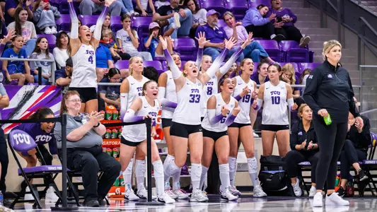 TCU Volleyball Bench Celebration