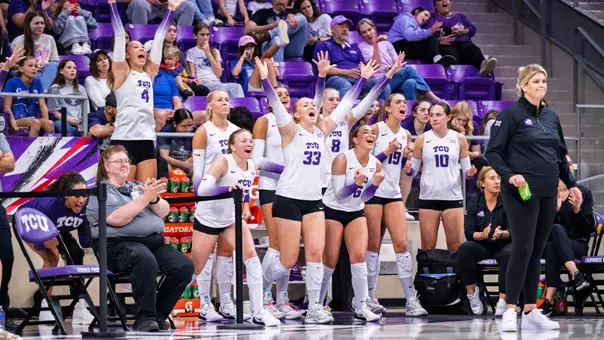 TCU Volleyball Bench Celebration