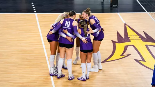 TCU huddles on the court at Arizona State