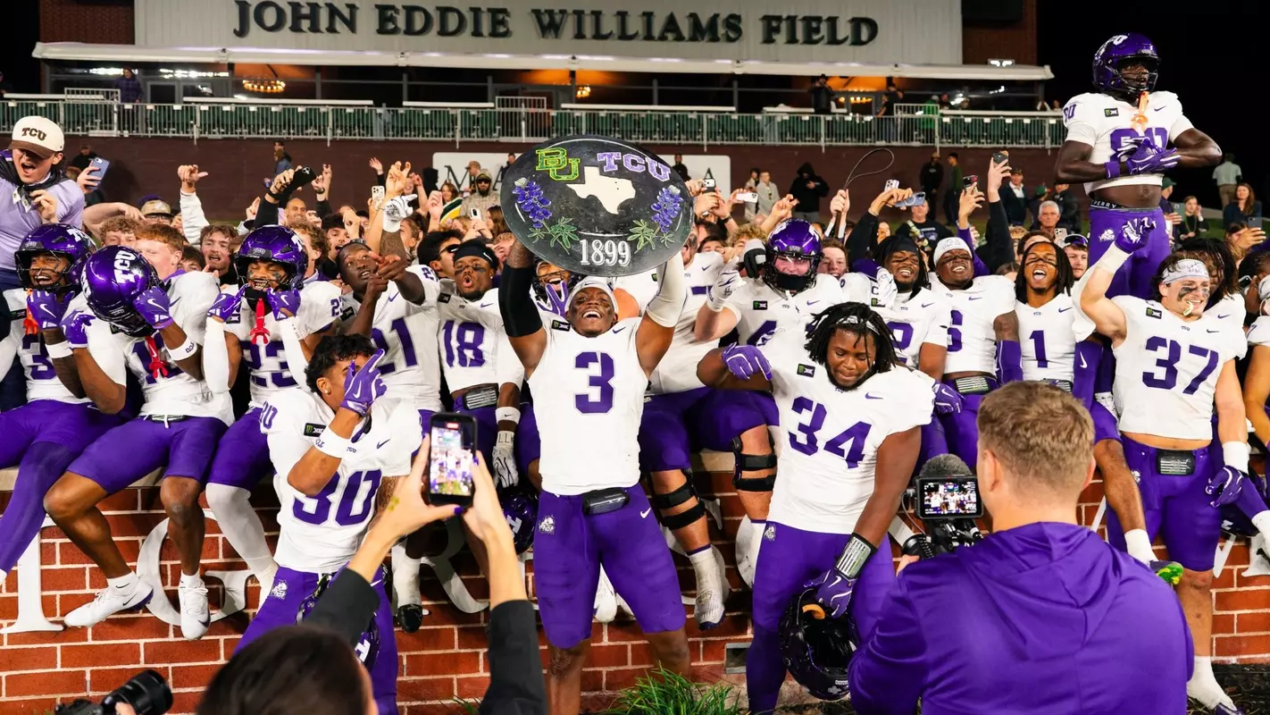 TCU postgame celebration after beating Baylor 17-6