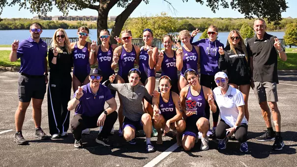 TCU Triathlon takes a team photo after their third place finish at the West Regional Championship