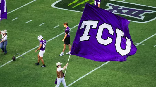 TCU flag waving on the field