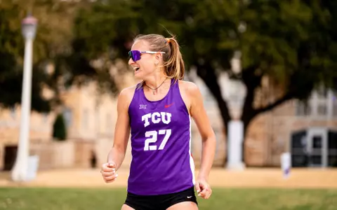 Anhelina Khmil celebrating at Purple & White scrimmage