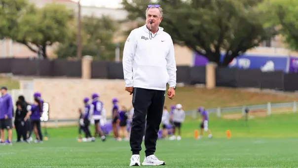 Sonny Dykes watches the start of 2026 spring practices.