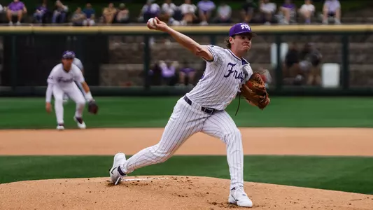 Lance Davis throws a pitch in a game against Arizona on April 11, 2026.