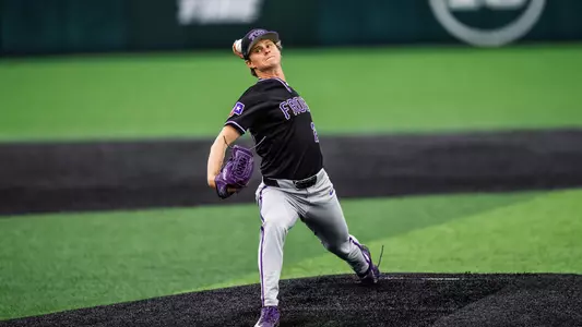 Nolan Johnson throws a pitch in a game at Abilene Christian.