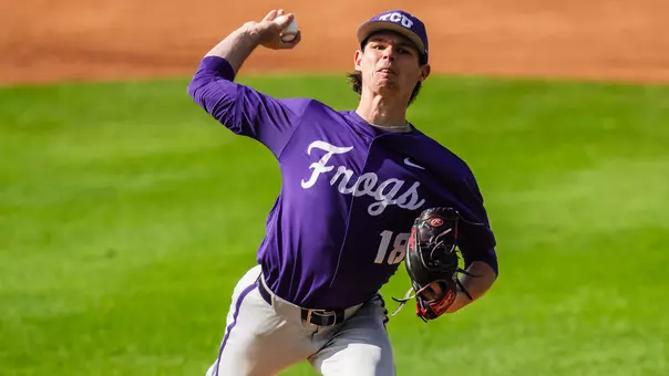Zack James throws a pitch in a win at Baylor.