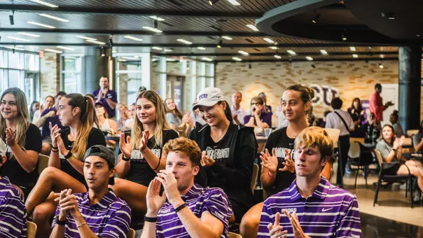 TCU women's and men's tennis teams at the 2026 NCAA Selection Show