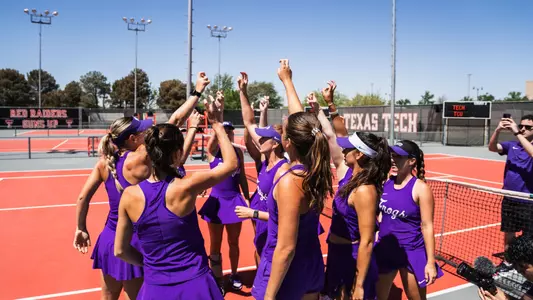 TCU women's tennis team huddle