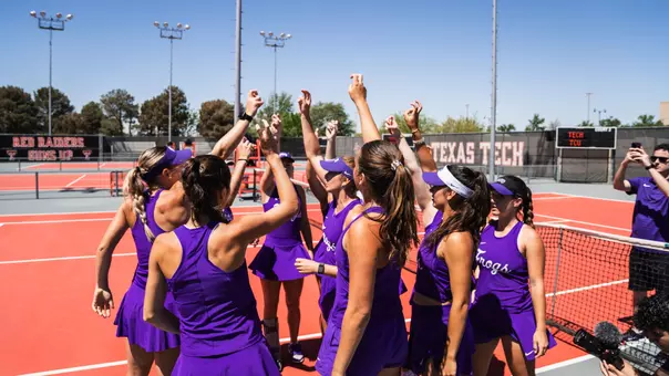 TCU women's tennis team huddle