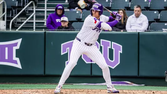 Noah Franco stands in the left-handed batter's box during a game against Texas Tech.