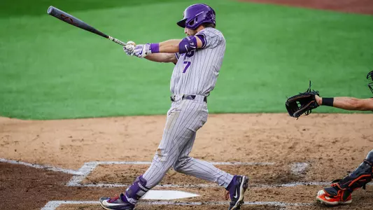 Cole Cramer swings at a pitch in a game at Oklahoma State.