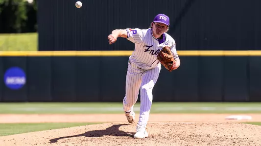 Lance Davis throws a pitch from the mound at Lupton Stadium.