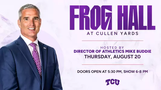 Frog Town Hall Graphic - August 20 at Cullen Yards from 6-8 p.m.
