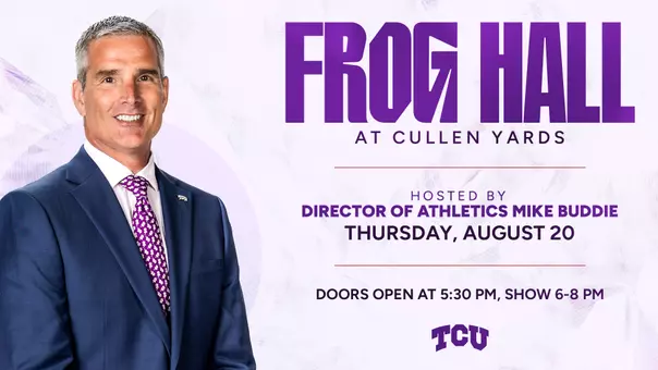 Frog Town Hall Graphic - August 20 at Cullen Yards from 6-8 p.m.