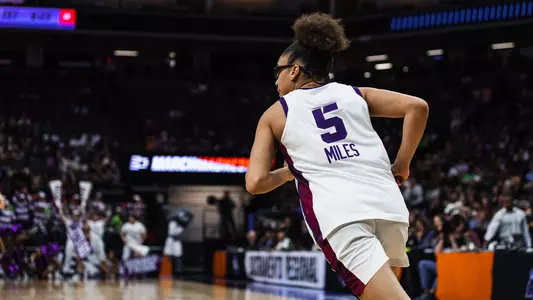 Olivia Miles runs down the court during an NCAA Sweet 16 game vs. Virginia