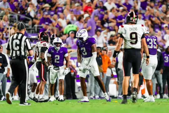 Jamel Johnson and Max Carroll celebrate vs. Arkansas State