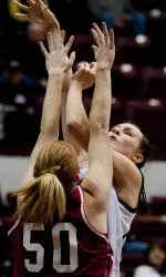 Carly Selvig had six blocks in the 20-point win