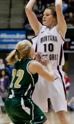 Kenzie De Boer being guarded by Sac State's Alle Moreno