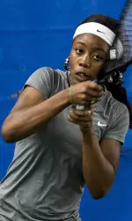 Precious Gbadamosi and partner Laurence Pelchat won the No. 1 doubles match 6-4