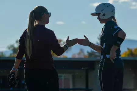 The Montana Grizzlies faced the Carroll College Saints in a college softball doubleheader at Grizzly Softball Field on October 8, 2023 in Missoula, Montana.