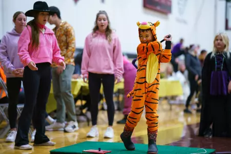 Griz athletics hosted their second annual Griz-O-Ween event at the Adams Center in Missoula, Montana on October 31, 2023. Families and trick-or-treaters came to play mini sports with student athletes, make Halloween crafts, and have their faces painted.