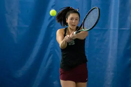 Hailey Murphy hits the ball against the Idaho Vandals on March 23, 2023 at PEAK Fitness. The Grizzlies beat the Vandals 5-2.
