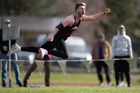 Evan Todd of the Montana Grizzlies competes in the javelin throw during the Montana Open track and field event in Missoula on Friday, April 21, 2023.