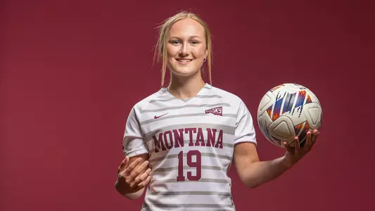 Abby Smith #19 of Montana Grizzlies during soccer media day on July 28, 2023.