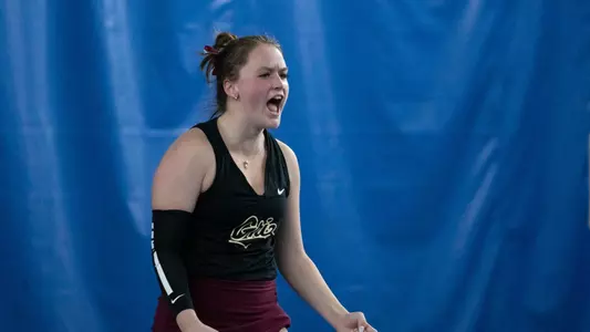 Grace Haugen celebrates after a point against the Idaho Vandals on March 23, 2023 at PEAK Fitness. The Grizzlies beat the Vandals 5-2.