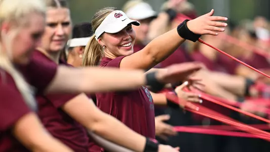 The Montana Grizzlies practices at Grizzly Softball Stadium on Sept. 10, 2024 in Missoula, Montana.