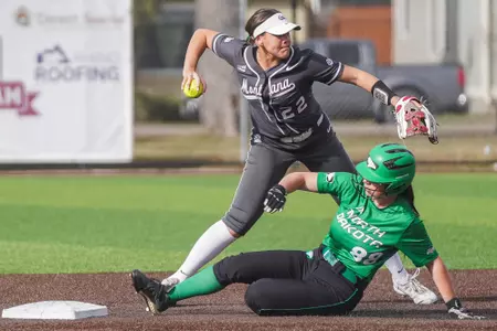 The Montana Grizzlies host the Northern Daktoa Fighting Hawks for a doubleheader at the Grizzly Softball Field on March 22, 2024 in Missoula, Montana.