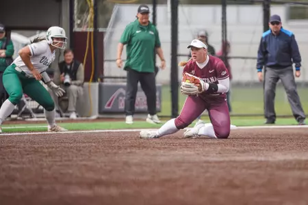 The Montana Grizzlies face off with the Prortland State Vikings at the University of Montana Softball Field on April 21, 2024 in Missoula, Montana.
