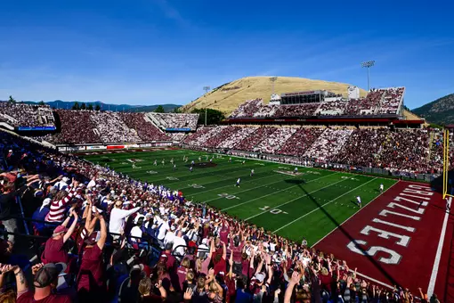 Montana Grizzly fans “stripe the stadium” for the game against the Western Carolina Catamounts at Washington-Grizzly Stadium on September 21, 2024 in Missoula, Montana.