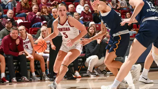 The Lady Griz play Northern Arizona University at Robin-Selvig Court on February 8, 2025 in Missoula, Montana.